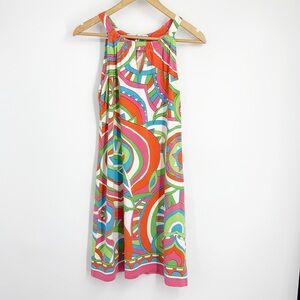 Barbara Gerwit Retro Shift Dress sleeveless size Medium Pink Green Orange